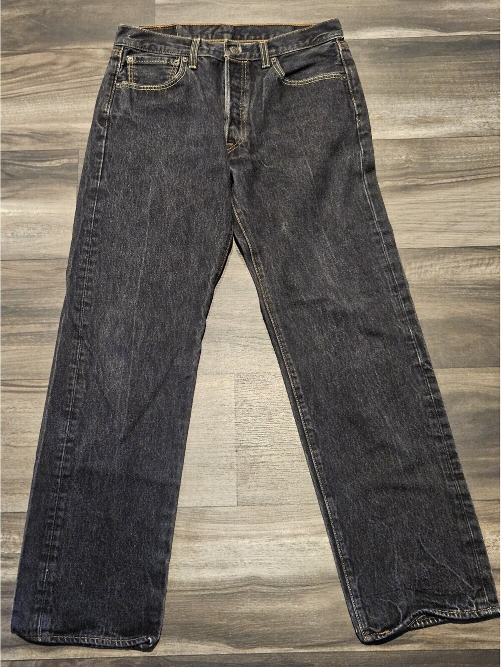 Vintage Levis 501 Black Denim Jeans Red Tab Button Fly Men's 33x34